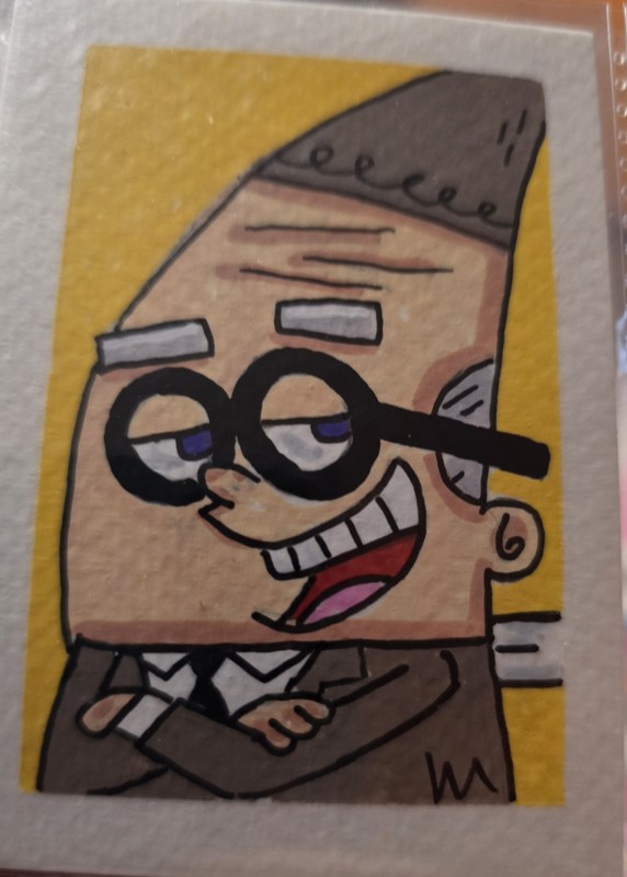 ACEO Original Painting Acrylic 2.5x3.5 Fairly Odd Parents Head Pixie HP