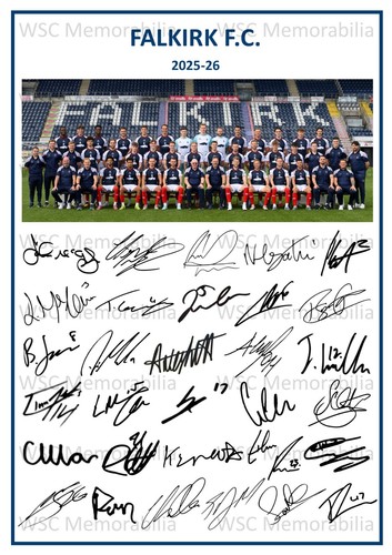 11956. Falkirk FC Signed Team Sheets (A4 Prints) CHOOSE A SEASON 2025-26