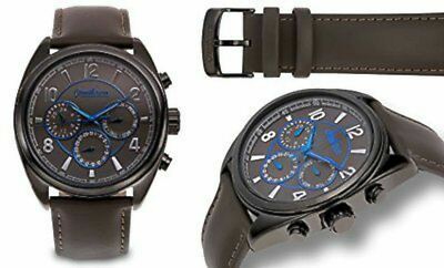 NEW Omikron 1297M Mens Striker Multi-Function Grey Dial Grey Leather Black Watch