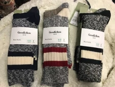 Men's Goodfellow Gray Boot Socks 2 Packs of2 Black or Red or Blue Shoe Size 6-12
