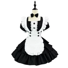 Hot Anime Japanese Maid Dress Waiter Cosplay Uniform Lolita Party Mens Unisex