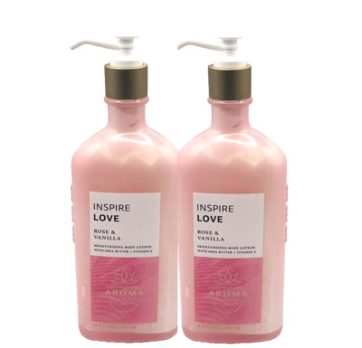 2 BATH & BODY WORKS AROMA INSPIRE LOVE ROSE & VANILLA BODY LOTION 6.5 FL OZ NEW