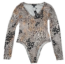  49 Steve Madden Women  s-Long Sleeve Bodysuit-Leopard Print-Small-New Tag