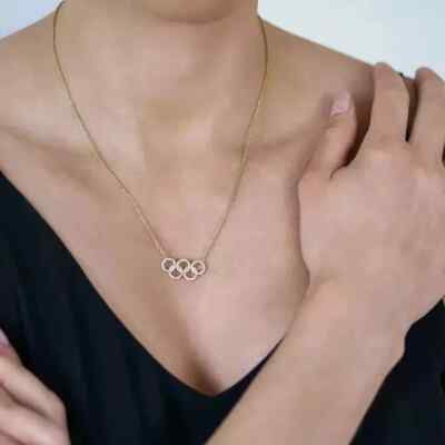 2Ct Round Cut Lab-Created Diamond 14K Yellow Gold Plated Halo Olympic Pendant