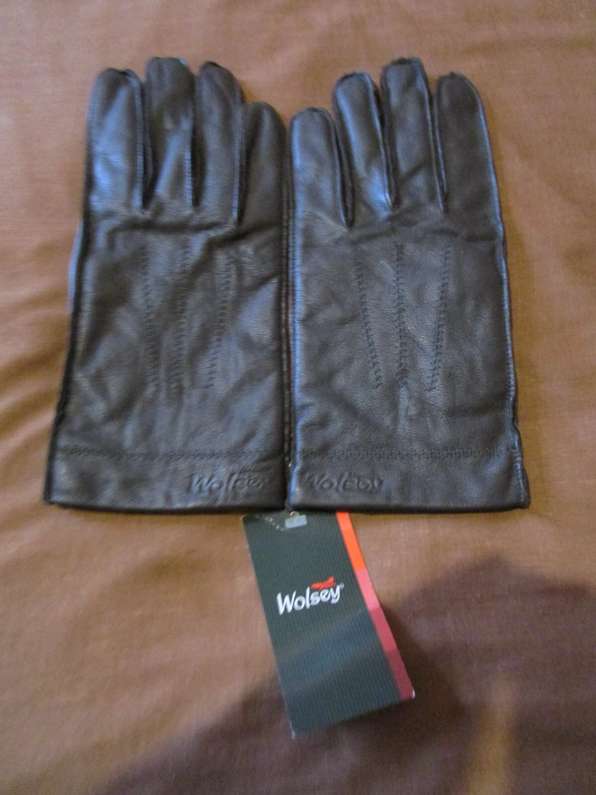 NEW MENS QUALITY WOLSEY BROWN LEATHER GLOVES ONE SIZE BY APPT. to HM the Queen