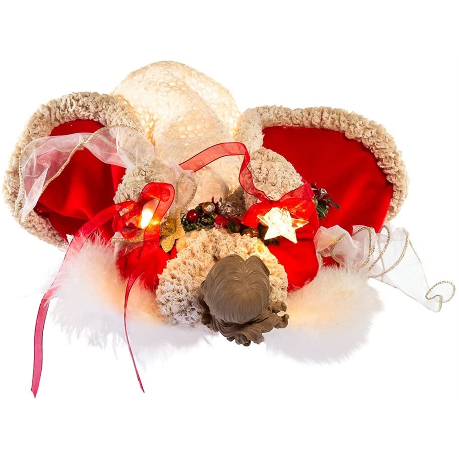 Kurt Adler (#UL2218) 10-light Red and Ivory Angel Lighted Treetop, 16"