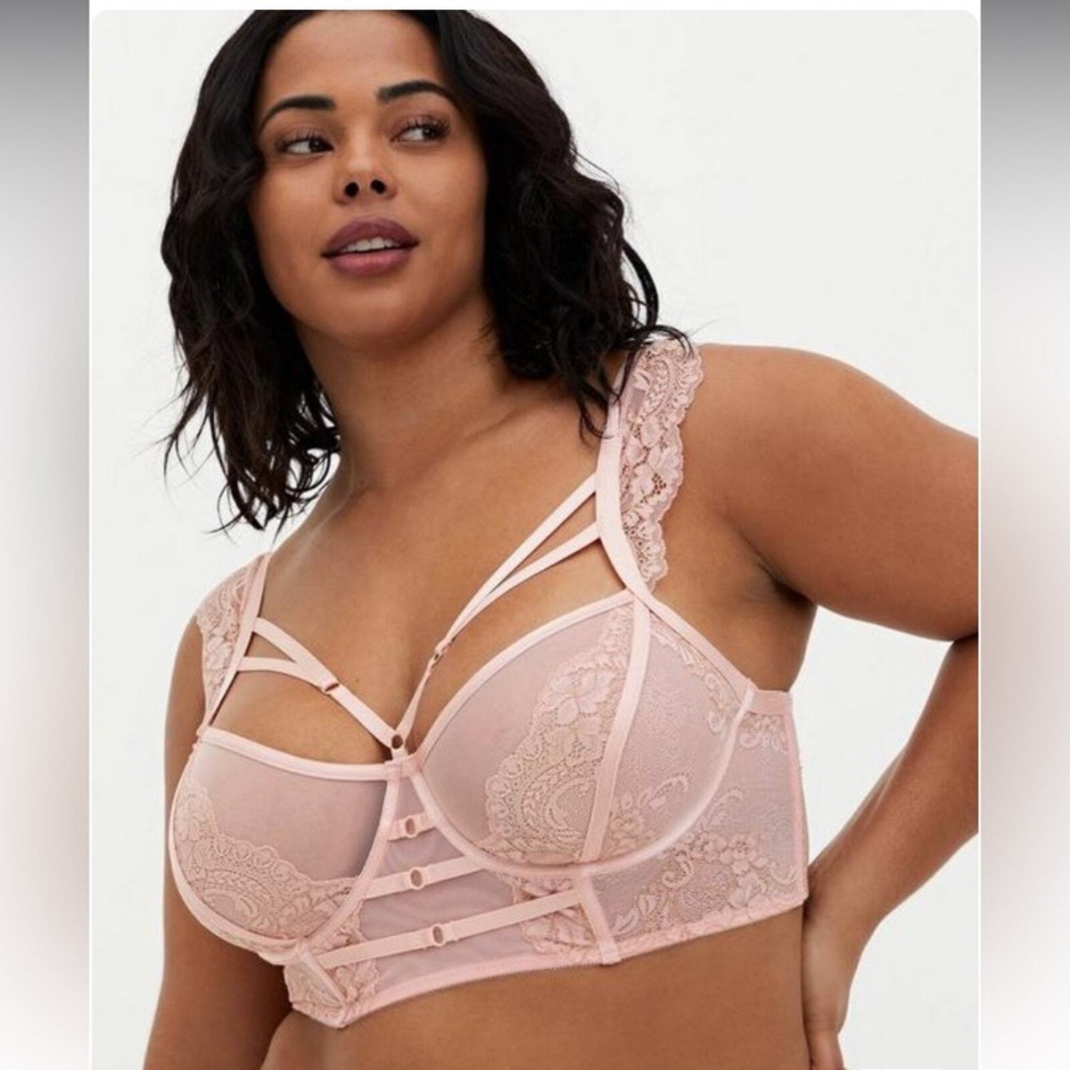 Lace Bralette Plus Size Caged Bralette New Pink Lace Torrid