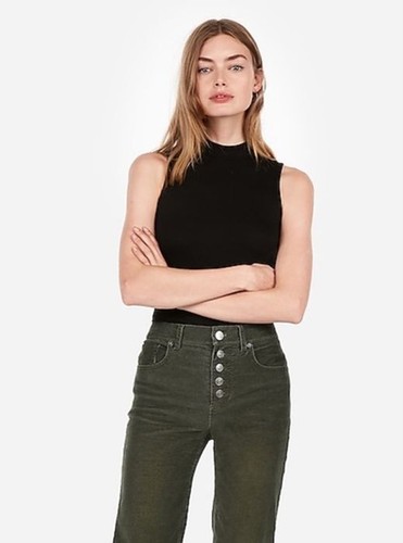 Express High Waisted Straight Crop Corduroy Pants 4 - Picture 4 of 4