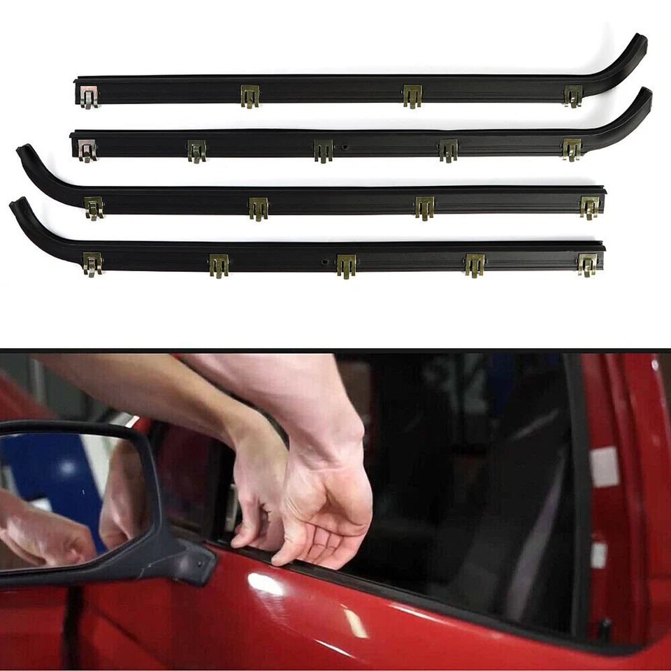 Door Window Seal Belt Weatherstrip 4 Piece Fit For 1987-97 Ford F150 F250 F350 - Imagem 4 de 4