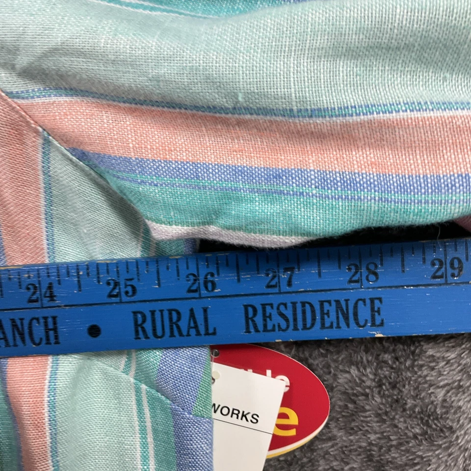 Studio Works 女式大码 2X 条纹多色亚麻纽扣衬衫 — 第 4/4 张图片