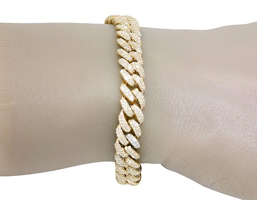 Miami Cuban Link 5 1/2CT Real Diamond Bracelet 10K Gold 10MM 8" - Afbeelding 7 van 12