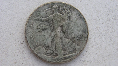 1943 Walking Liberty Half Dollar 90% Silver Very Good VG See Pictures