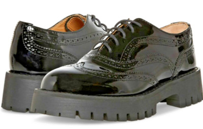 Steve Madden women's ''Lance'' black patent Oxford lug sole lace up shoe size 6