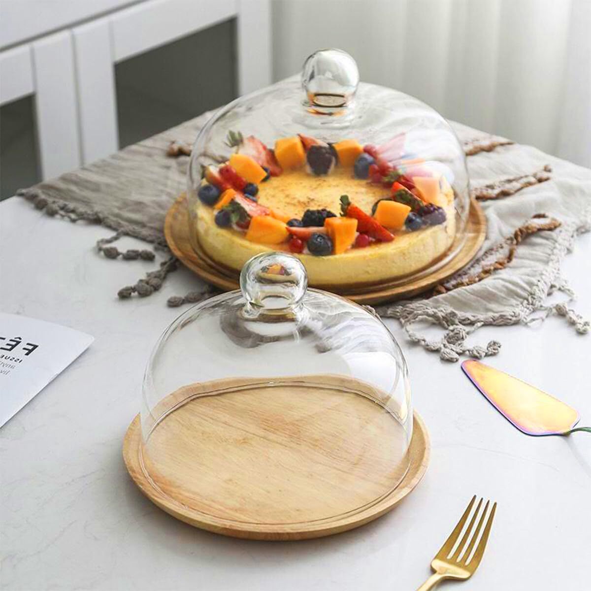 Acacia Wood Cake Stand With Lid 8