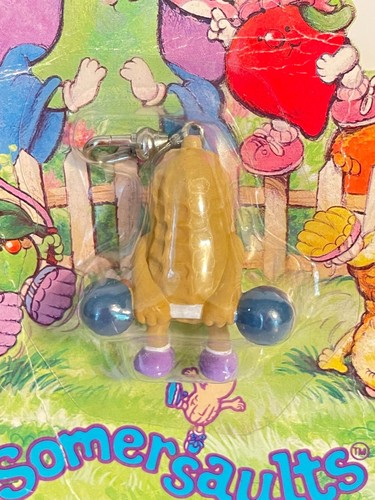Vintage 1985 Avon Somersaults Zappy Zipper Pull Peanut Weightlifter NOS - Picture 2 of 4
