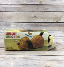 1970s Vintage Windup Toy Willie Wagtail Dog Made in Hong Kong Animal Toy