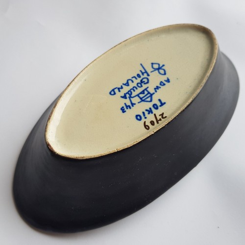 Antique Gouda Holland Tokio Art Deco dish boat bowl ceramic pottery 20cm Dutch - Picture 2 of 14