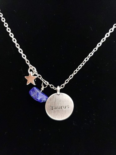 Taurus Zodiac Gemstone Astrology Constellation Horoscope Pendant Necklace - Picture 1 of 4