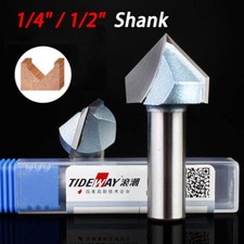 V Grooving Carbide Tipped TCT Router Bits 1/4" 1/2" Shank. 90 Degree V-Groove