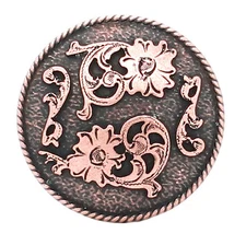 Dual Cactus Flower Antique Copper Concho 1-1/4" 4664-10