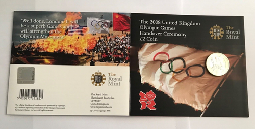 2008 OLYMPIC HANDOVER CEREMONY BU TWO 2 POUND COIN ROYAL MINT PACK BU - Picture 2 of 6