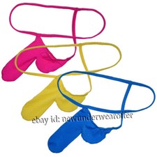 Men Bionic String Thong Underwear Shiny  Smooth Long Bulge Pouch T-back Shorts