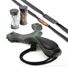 SimpleShot SCOUT X Slingshot Bundle with 2 Flat Bands, Target, Clay & Steel Ammo