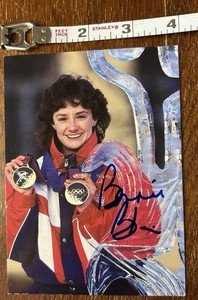 Bonnie Blair Signed 4x5.5 Photo 5X Olympic Gold Medalist Speed Skating Autograph