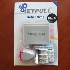 Customizable date stamp with black ink stamp pad