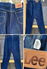 VTG 70s LEE Jeans Women Riders Dark Blue Straight Leg Talon Union Sz 18 30x29  