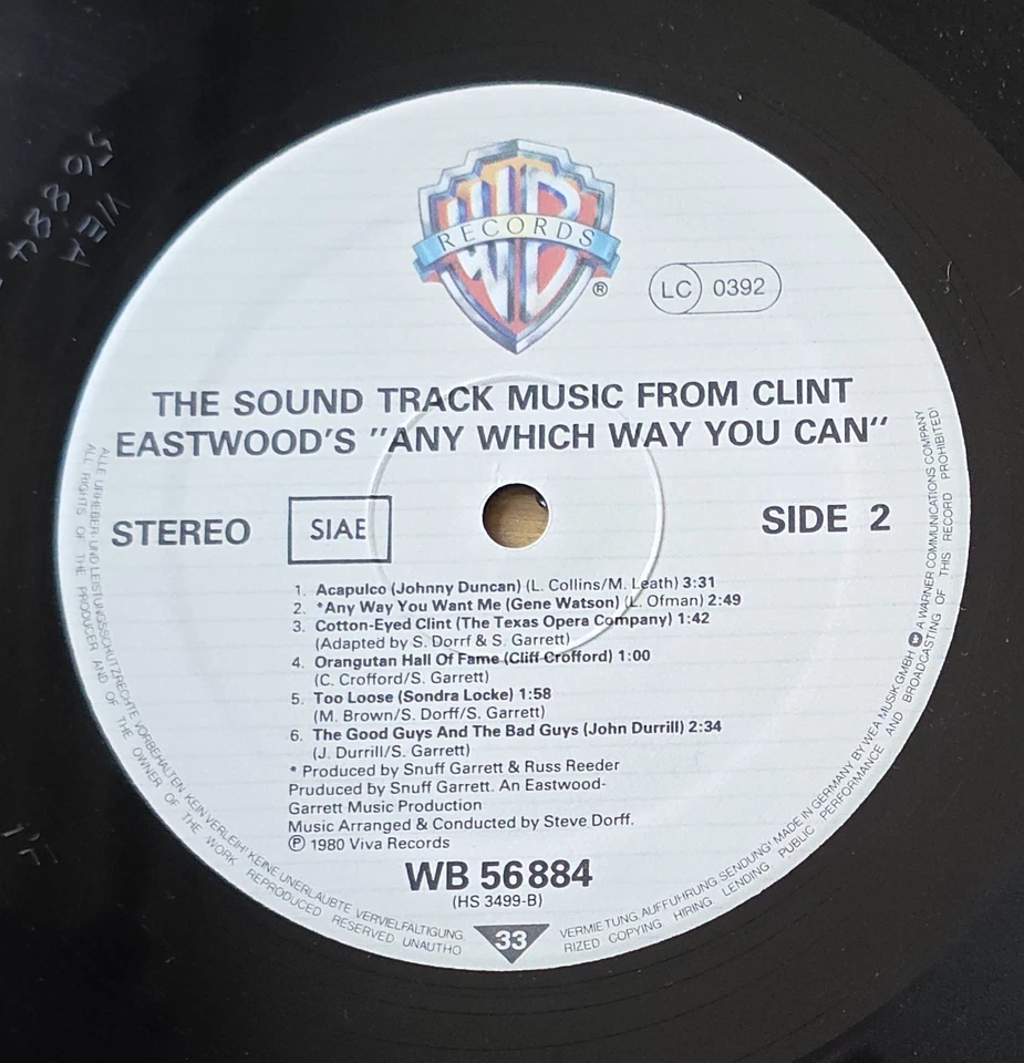 Any Which Way You Can Clint Eastwood Original Soundtrack Vinyl P Album Nr Mint - Image 4 of 4