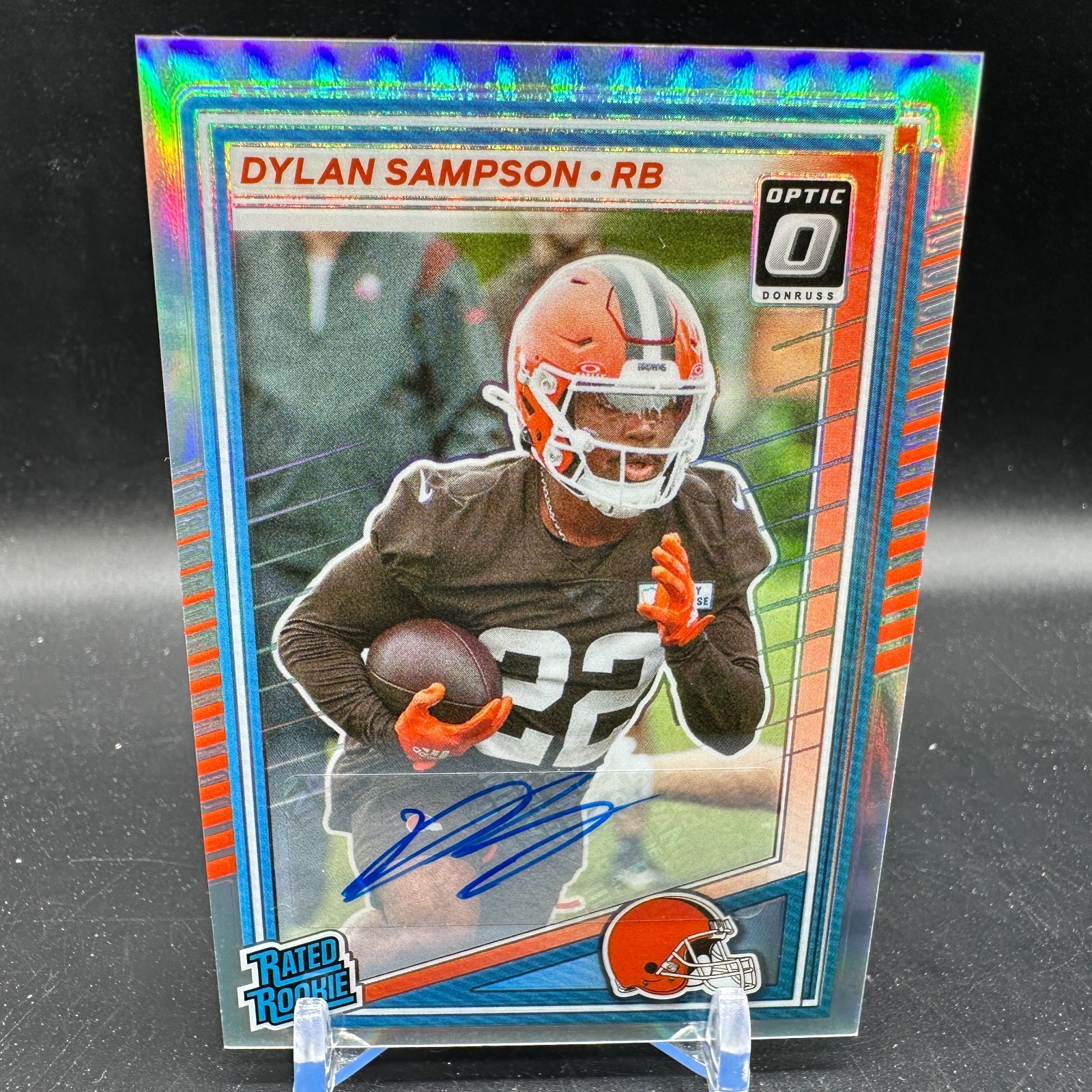 Dylan Sampson Auto Rated Rookie Optic Preview Holo 2025 Donruss #389 Browns