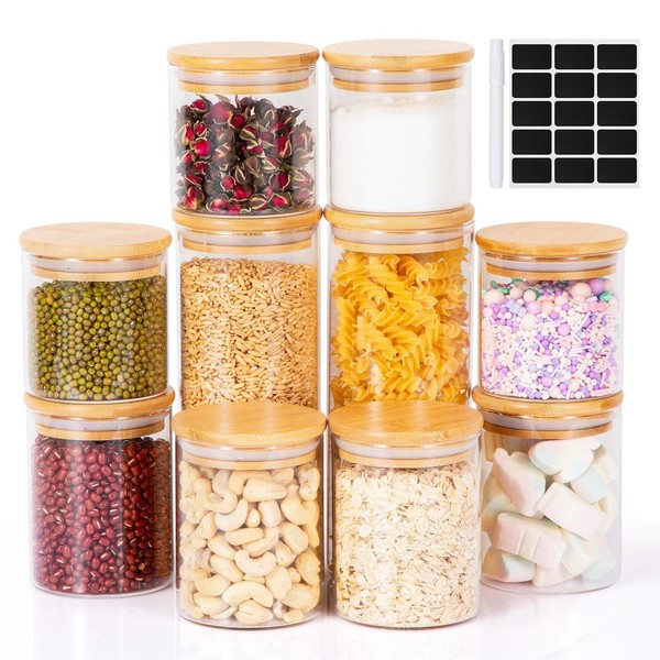 VorratsgläSer KüChe GlasbehäLter Holzdeckel Luftdicht Aufbewahrung 10Er Set-image