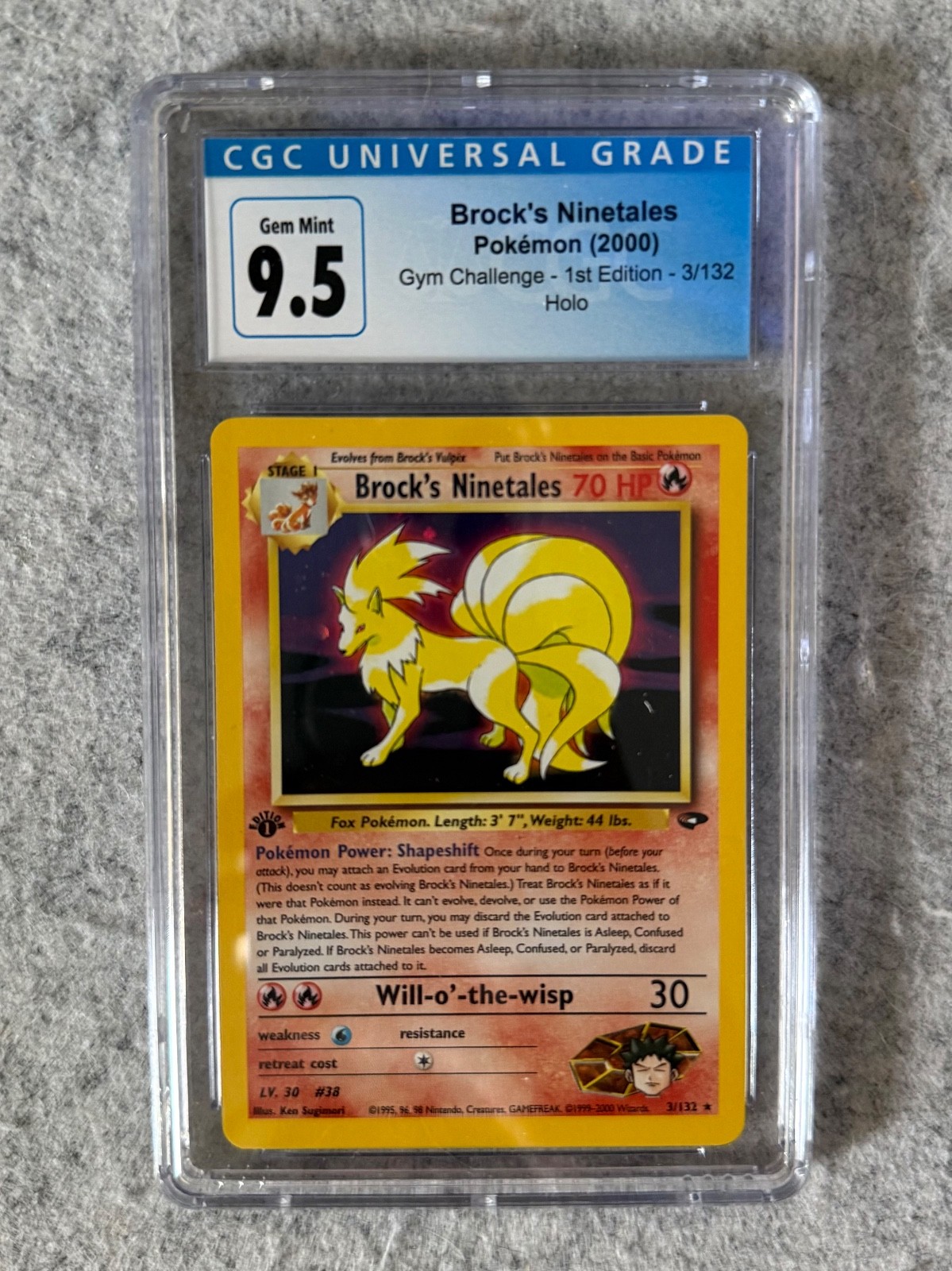 Pokémon Gym Challenge Brock's Ninetales 1st Edition 3/132 CGC 10 GEM MINT