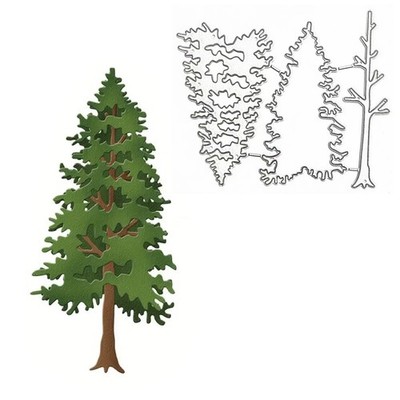 Christmas Tree Metal Die Cuts, Pine Plant Frame Cutting Medium, Silver