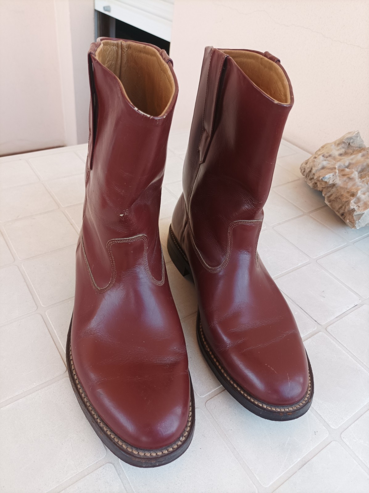 Stivali Western vintage anni 70 pelle bordeaux 43