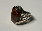 Vintage Southwestern Fire Agate Stone Sterling Silver Ring Size 6.5