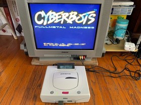 Sega Saturn white Japanese console system in box Vampire Savior Cyberbots KoF 97