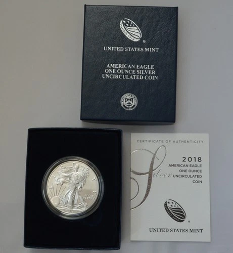 2018-W US Mint American Eagle 1 Ounce Silver Uncirculated Coin in OGP w/COA