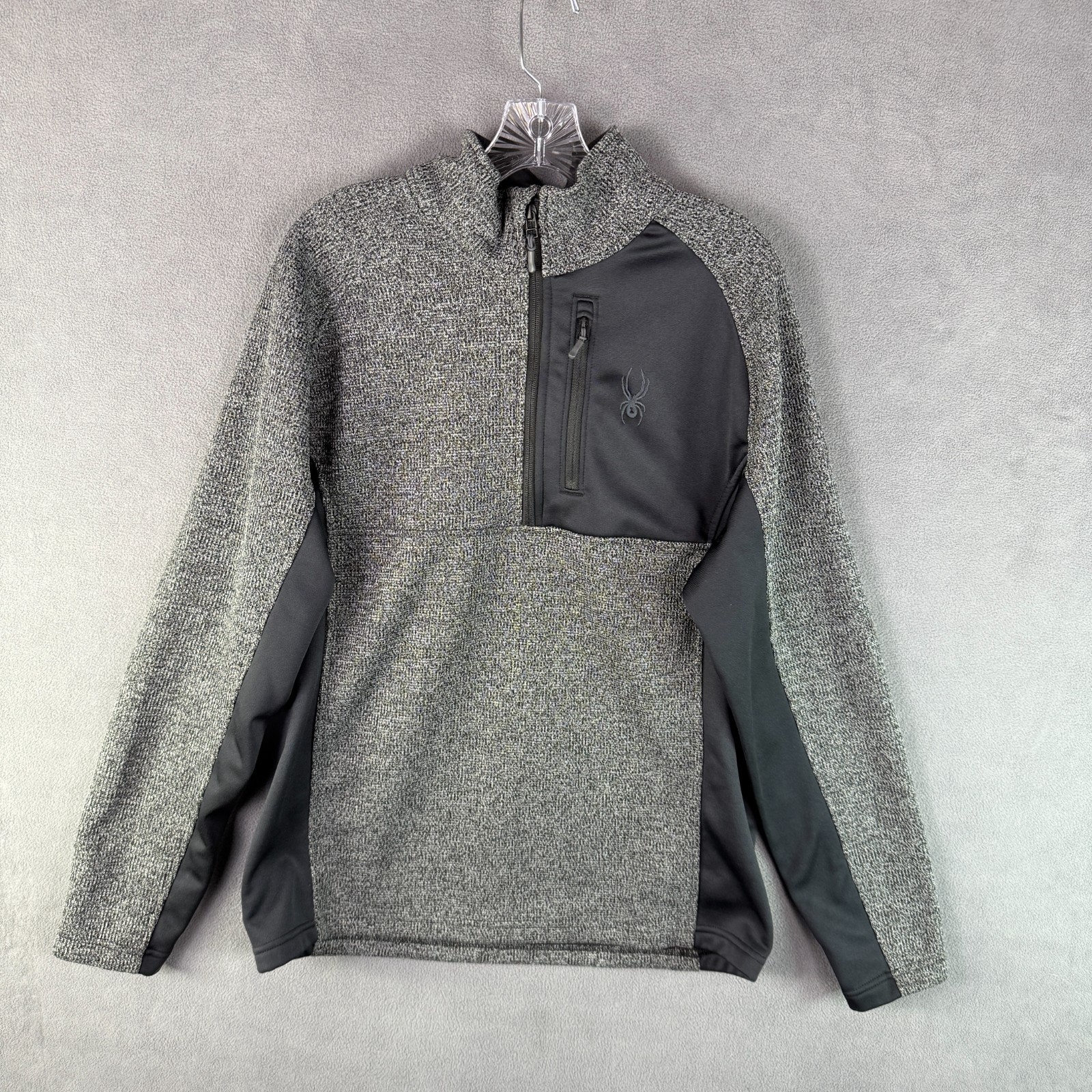 SPYDER Sweater Mens Size Large Gray Black Half Zip Bandit Stryke Pullover Jacket