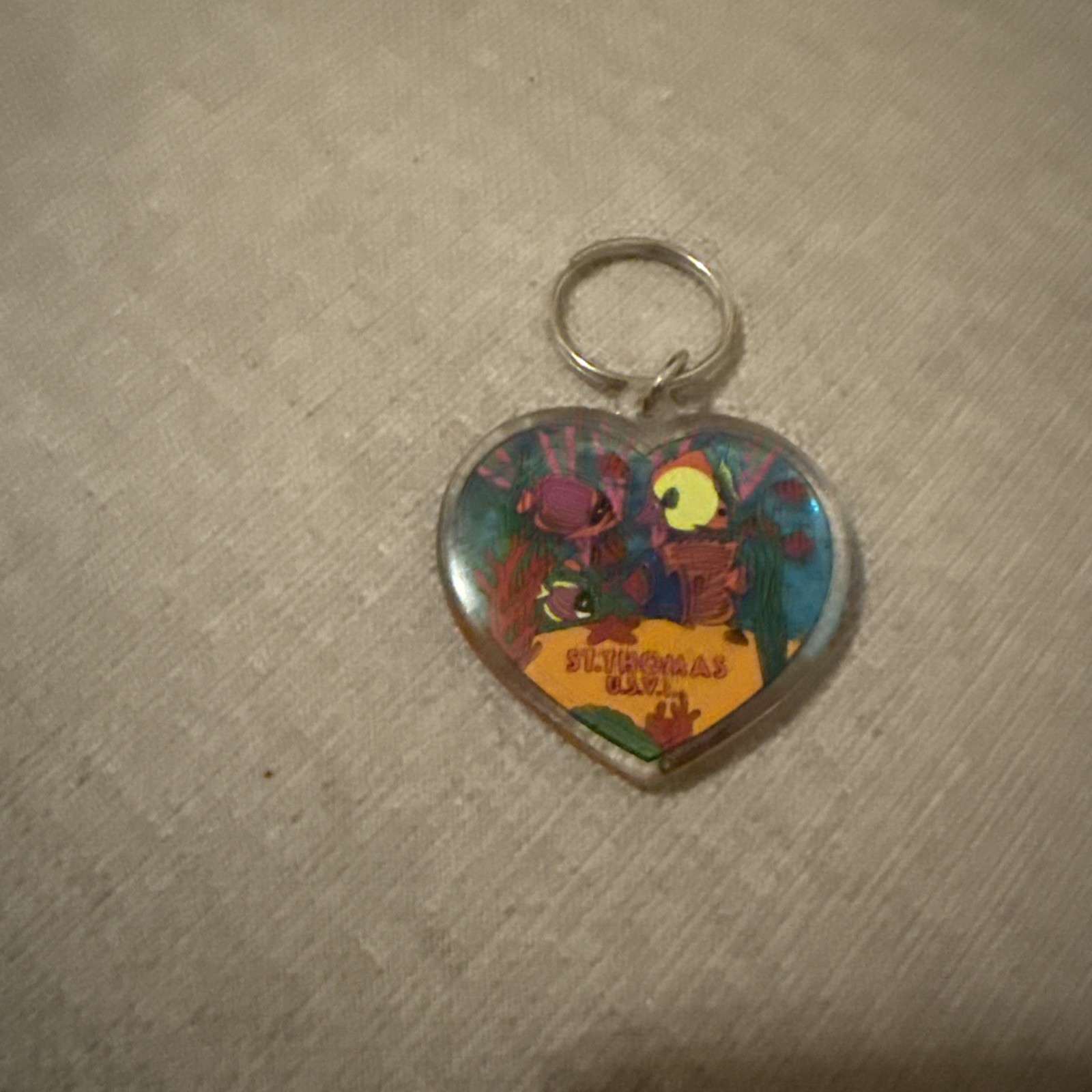 St Thomas Keychain Heart Souvenir Caribbean US Virgin Isle Tropical Keyring