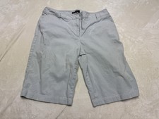 Talbots Shorts Womens 12 White Blue Striped Chino Cotton Preppy Ladies