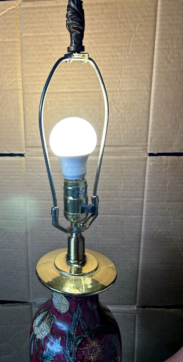 Chinoiserie Porcelain Table Lamp 27.5” Tall Vintage