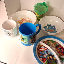 Kids charachter Dish lot Cookie Monster strawberry Bugs Bunny Spider Man 6 LOT