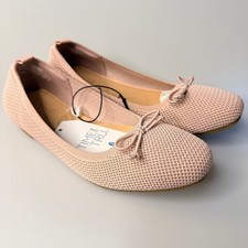 NEW Time  Tru Pink Knit Ballet Flats Bow Slip On Shoes Women's Size 9.5 NIB