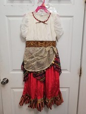 Gypsy Cutie Costume, White/Red/Gold Accents with Bandana, Girl, Size M 8-10, NWT