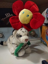 Toys R Us White Tiger 2012  Red Poseable Flower 2005 Plush Animal Alley