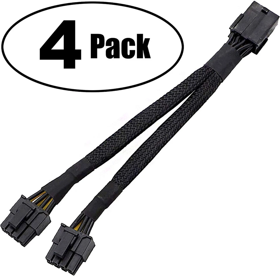 16 AWG 8 Pin PCI Express GPU Splitter Cable - Dual 8-Pin Adapter 4 Pack - Image 4 of 4