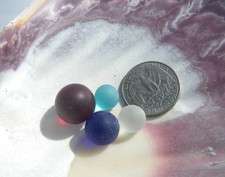 Sea Glass, Collection of Different Sized Marbles Red Blues and Clear