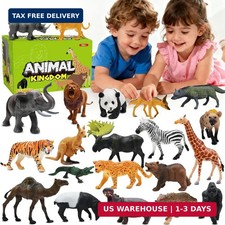 Safari Animals Figures Toys, Realistic Wild Zoo Animal Figurines, Plastic Africa